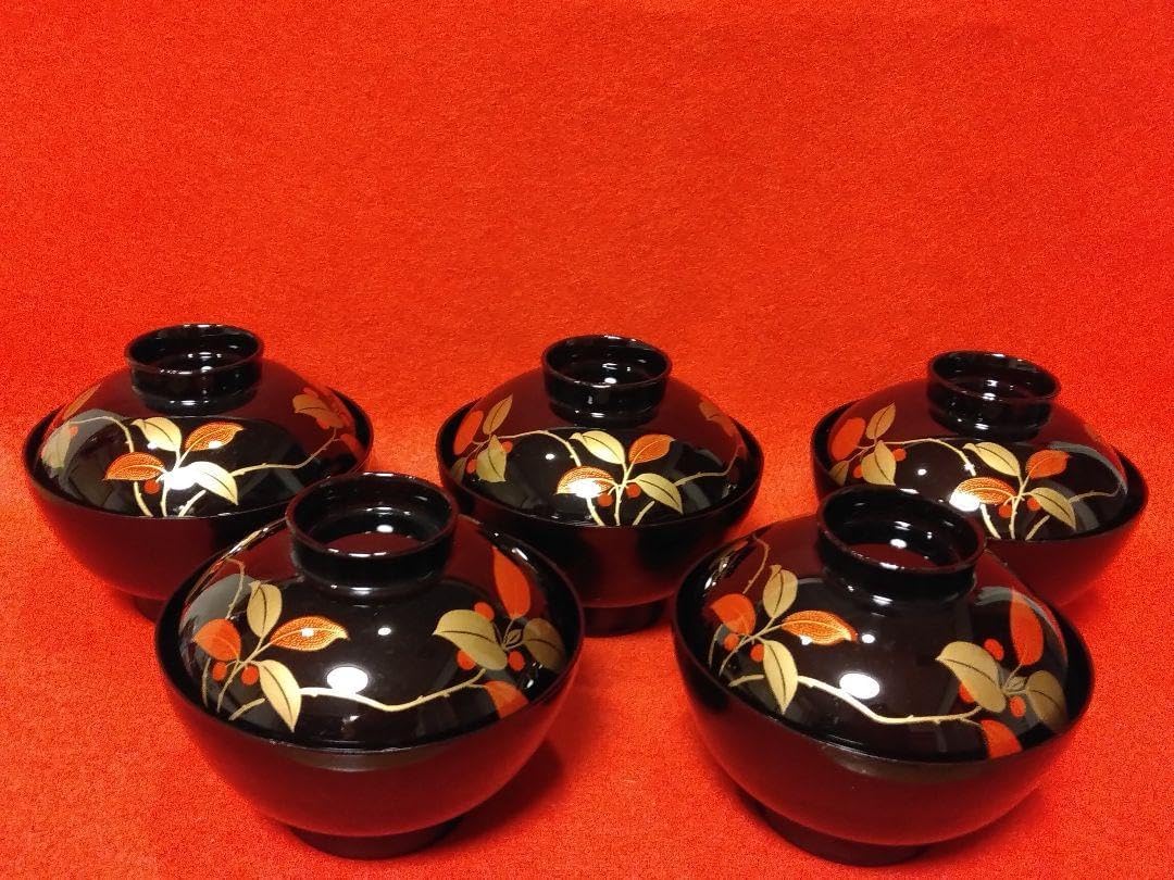 楽天市場】吸物椀 5客の通販 特選会津ぬり 蓋つき御吸物椀 5個セット