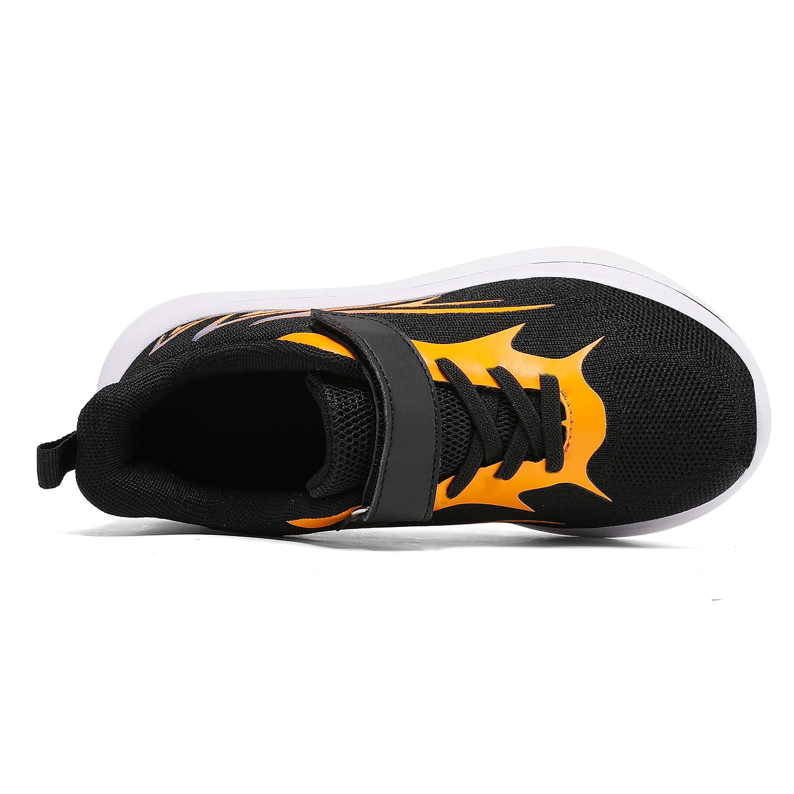 Basket Enfant Garcon Basket Fille Chaussures Garçon Sneakers Running Chaussure Enfant Garçon Respirant Chaussures de Marche Chaussure Noir Orange 33EU