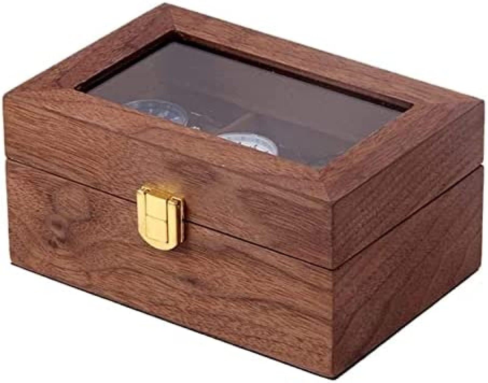 YNBSHGAA Watch Organizer Display Vintage Wood 3 Slots Watch Box Case Organizer Display Holder Clear Top Lockable,Brown,16.5X11X8cm,B-16.5X11X8cm