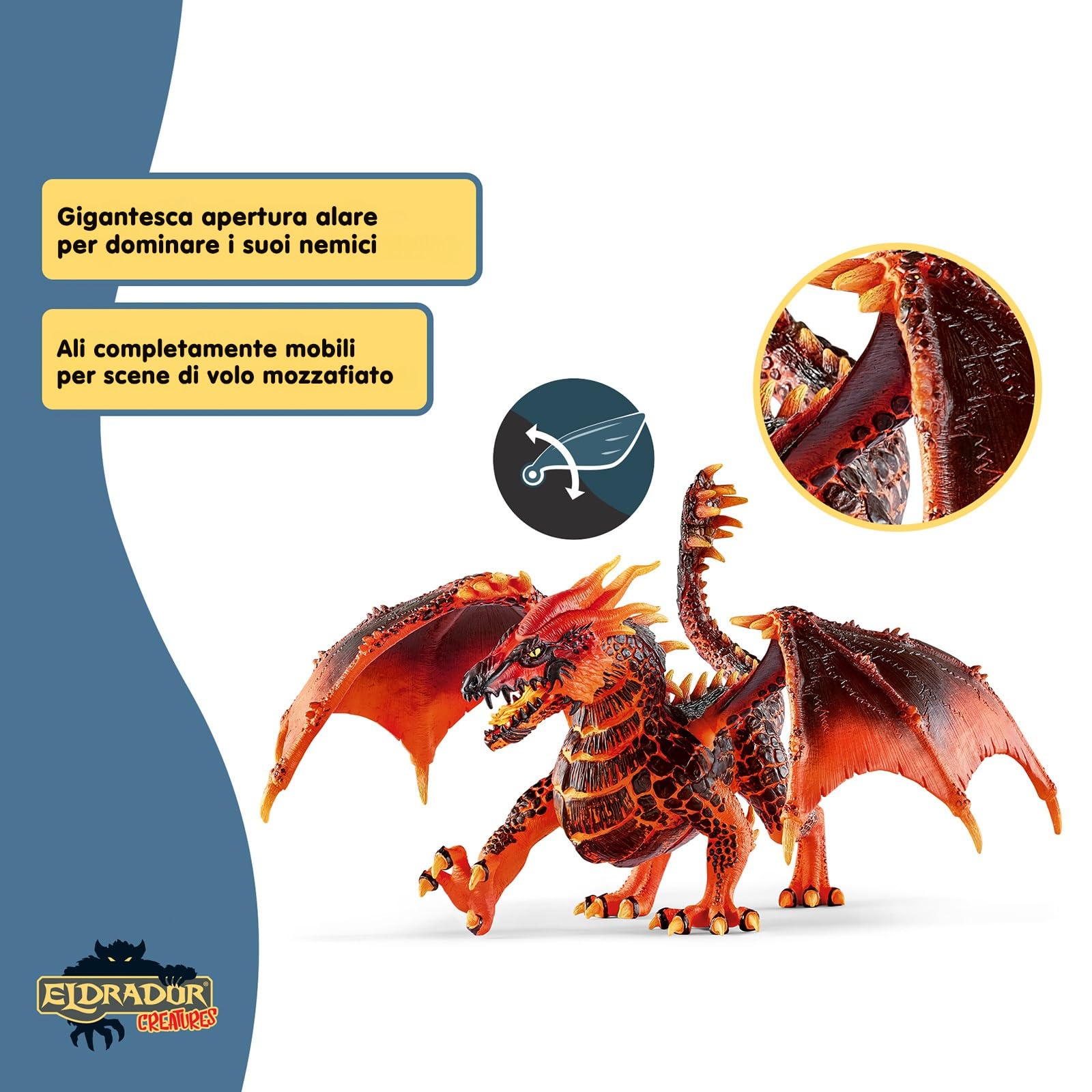 SCHLEICH ELDRADOR Creatures | Drago di Lava 70138 | Figura mostruosa ELDRADOR con mascella e Ali mobili | Giocattolo Fantasy per Bambini dai 7 Anni | Idea Regalo | 20 x 14 x 15 cm