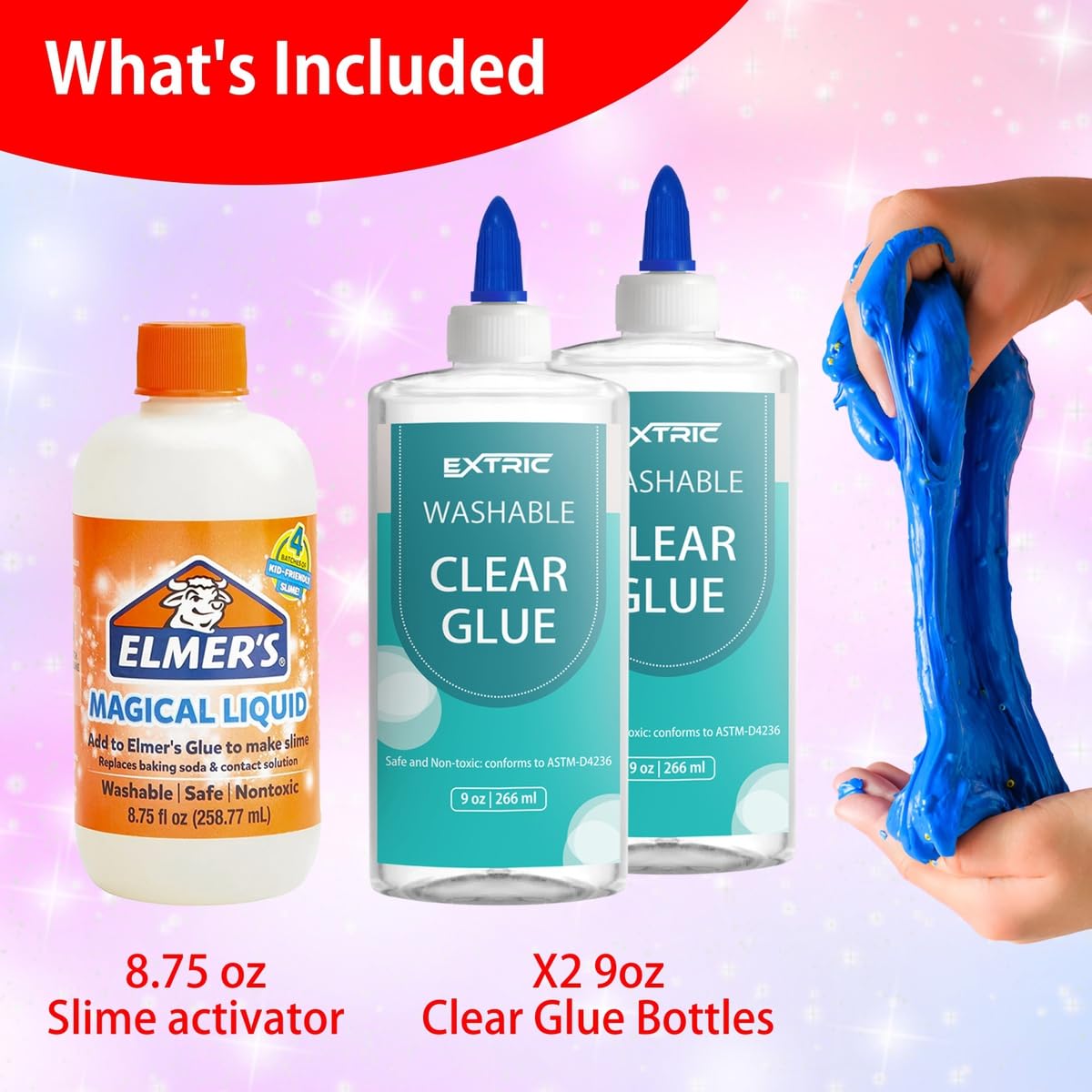 Slime Kit for Girls and Boys, Slime Activator with 2 Clear Glue, Slimes Making Kit, Great for Gifting and Party's