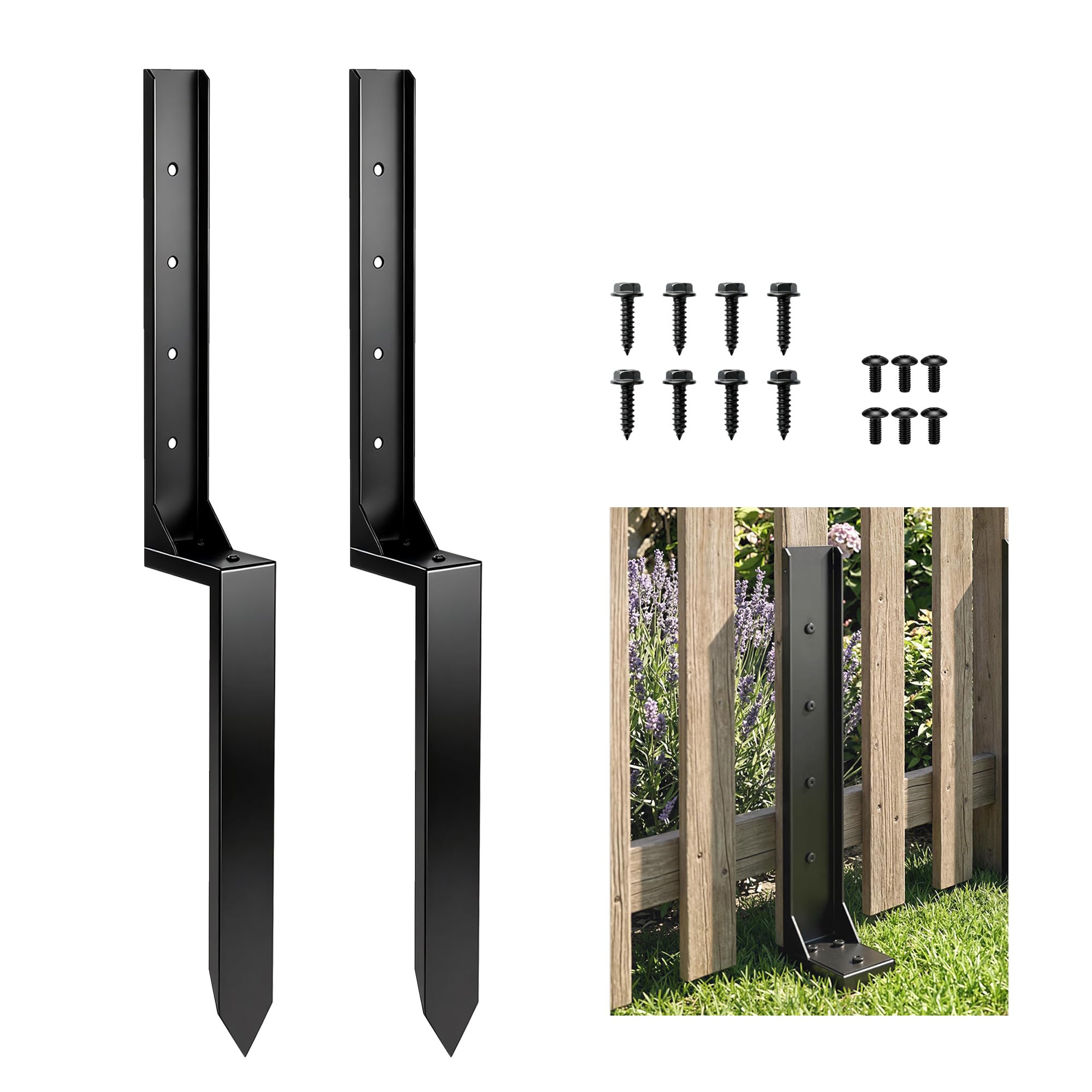 Outsunny 2 Pack Fence Post Repair Kit 81 cm Heavy Duty Meta Support
