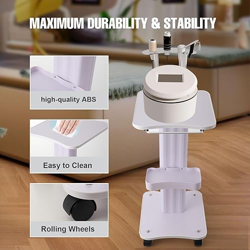 Miniatura 4 de Carrito de salón de belleza con ruedas, carrito rodante de belleza de 3 niveles, estación de trabajo de mesa de tatuaje ajustable, soporte de