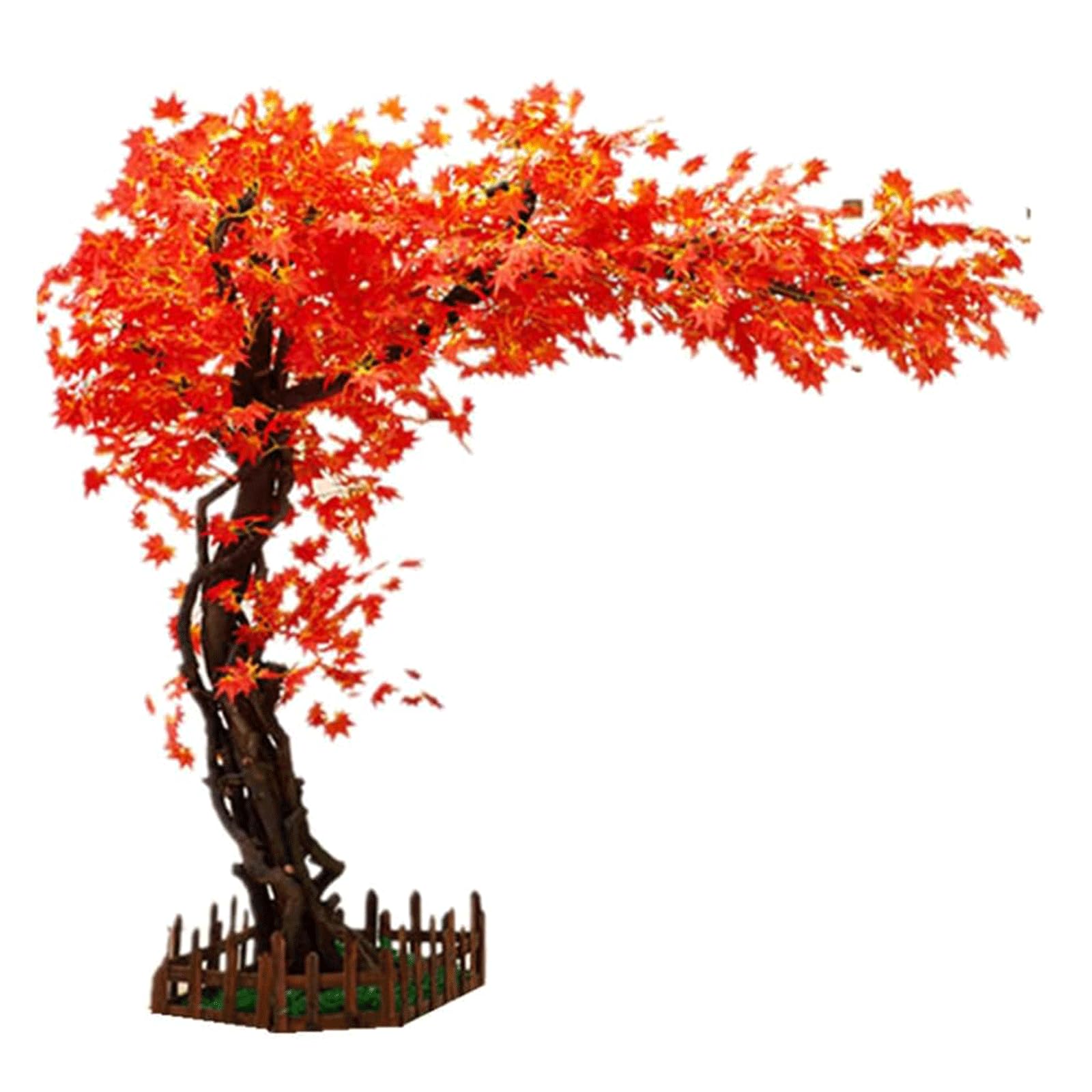 GLJTUO fake tree 4.9ft Fake Tree Artificial Red Maple Tree With Real Wood Trunk Simulation Tree For Party Restaurant Mall Artificial Plant Realistic Design