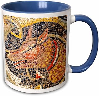 3dRose Hunting dog Mosaic, New House Of Hunt, Bulla Regia, Tunisia 15oz Two-Tone Blue Mug