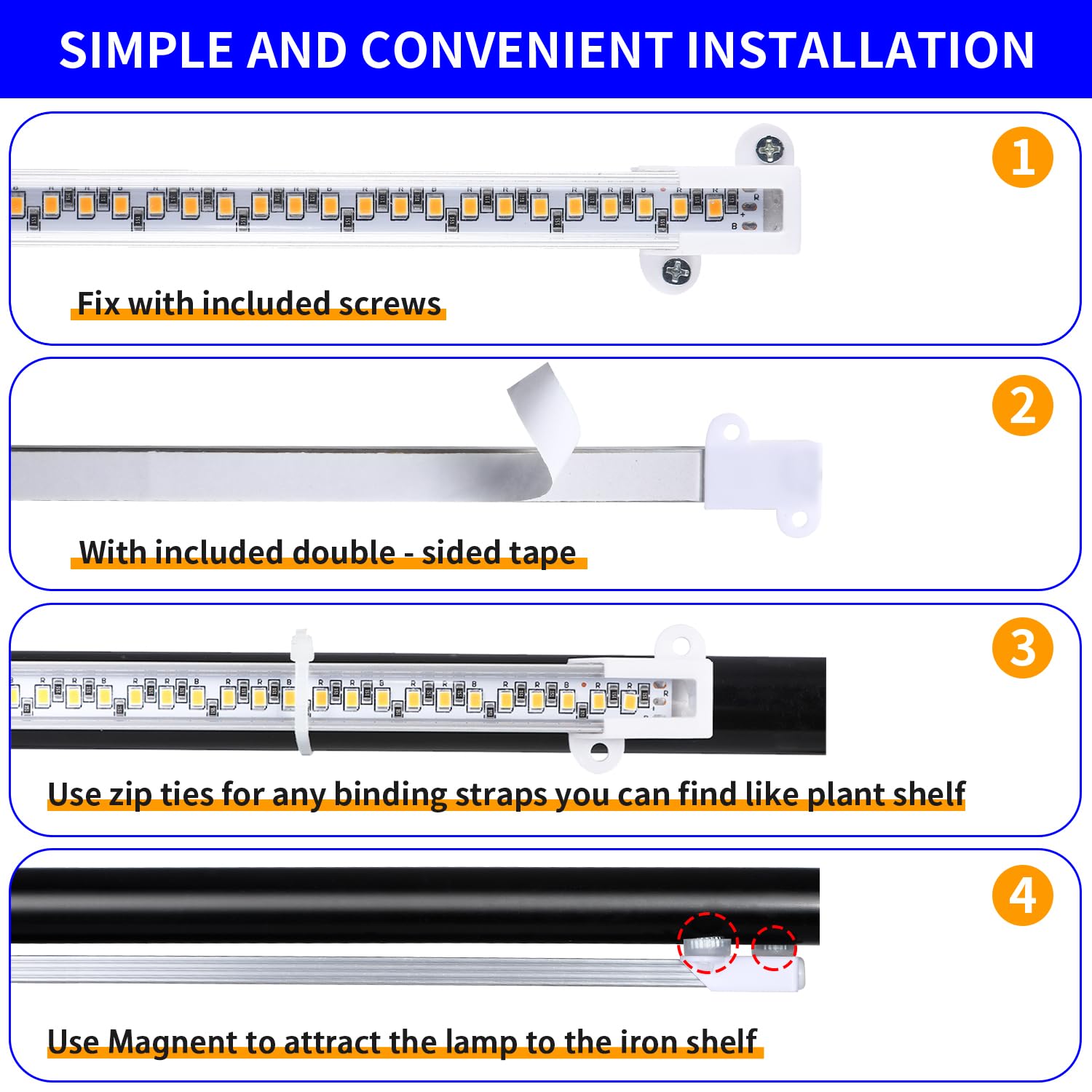 Hywyimlait Lámpara de cultivo de tira de 13 pulgadas para plantas de interior, tiras de luz LED de espectro completo de 3500 K con encendido/apagado automático, temporizador de 3/9/12 horas y 10
