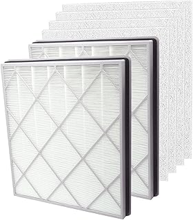 2 Set HE401 Replacement Filter，Compatible with Shark Air Purifier 4 Filter Replacement，H13 HEPA Filter Replacement for Shark HE400 HE401 HE402 HE405 Filter Replacement, Item NO #HE4FKPET(401 White)