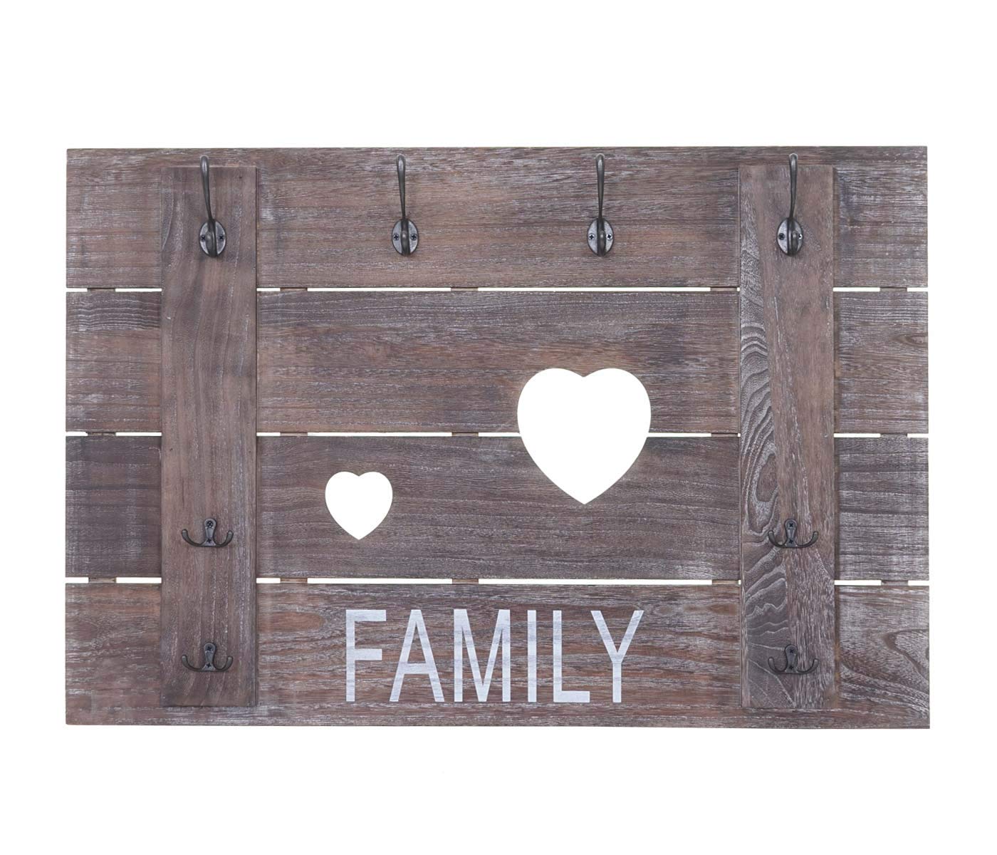 Mendler Wandgarderobe HWC-C89 Family 8 Haken 60x90cm - braun, shabby