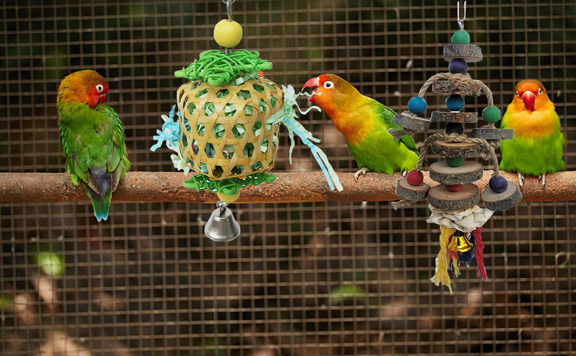 Bird Toys for Conures Parakeet, Birds Cage Accessories, Bird Shredding Foraging Toys for Cage - image 2
