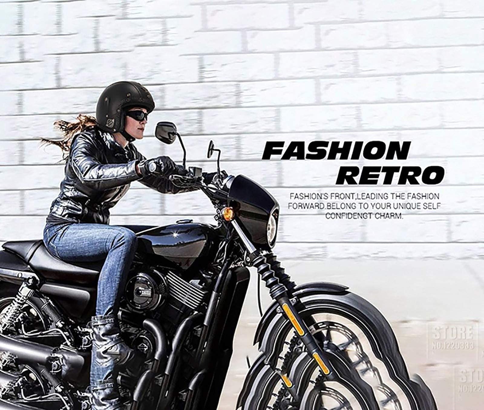 Retro Stijl Open Motorhelm Vintage Lederen Halve Helm, Met Bril, Mannen Vrouwen Chopper Pilot Bromfiets Scooter Helm ECE Goedgekeurd A,L=59-60CM