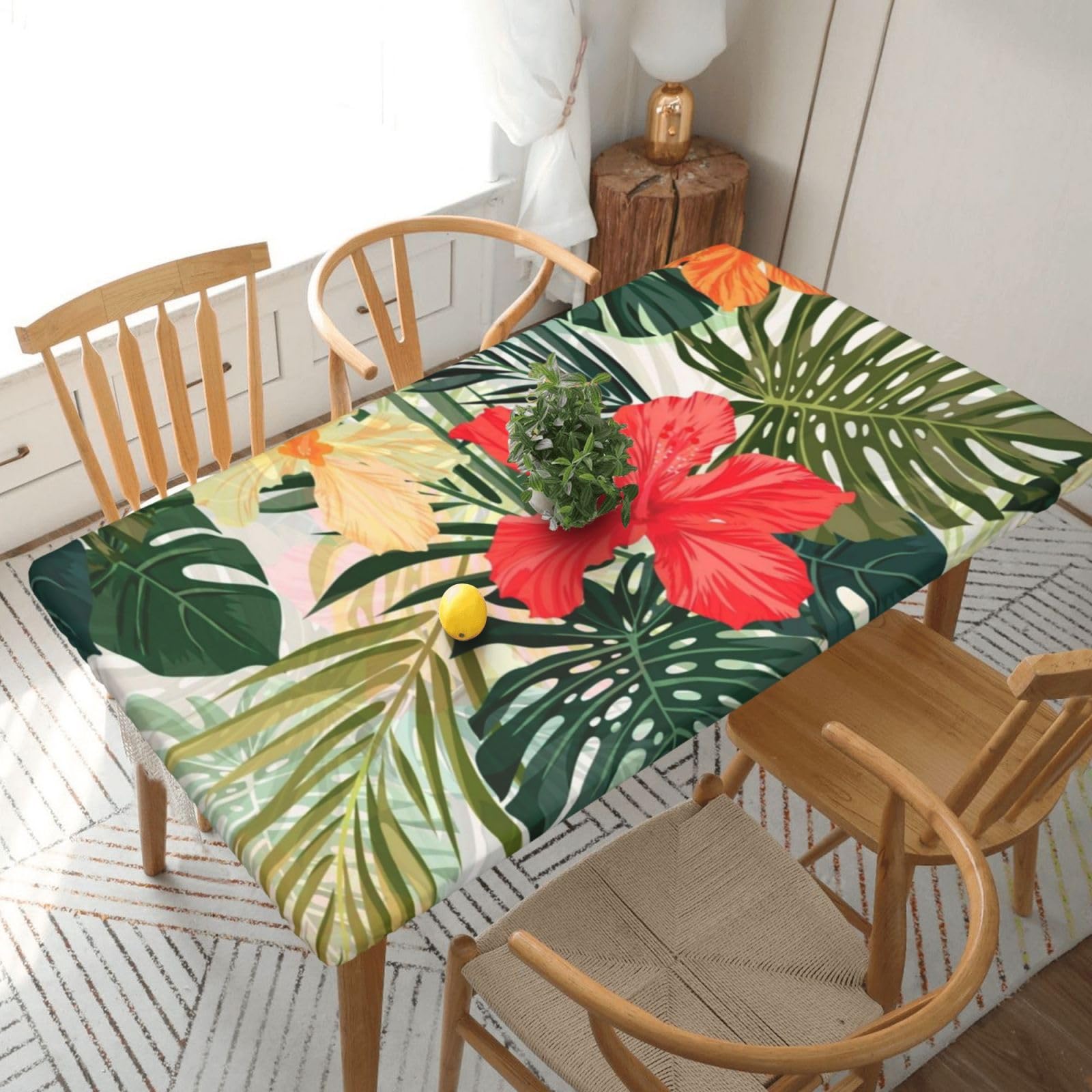 BNVSADC summer hawaiian Printed 5FT Tablecloth Polyester Kitchen Water Resistant Table Cloth Dining Table Decoration Table Covers, 152x76 CM