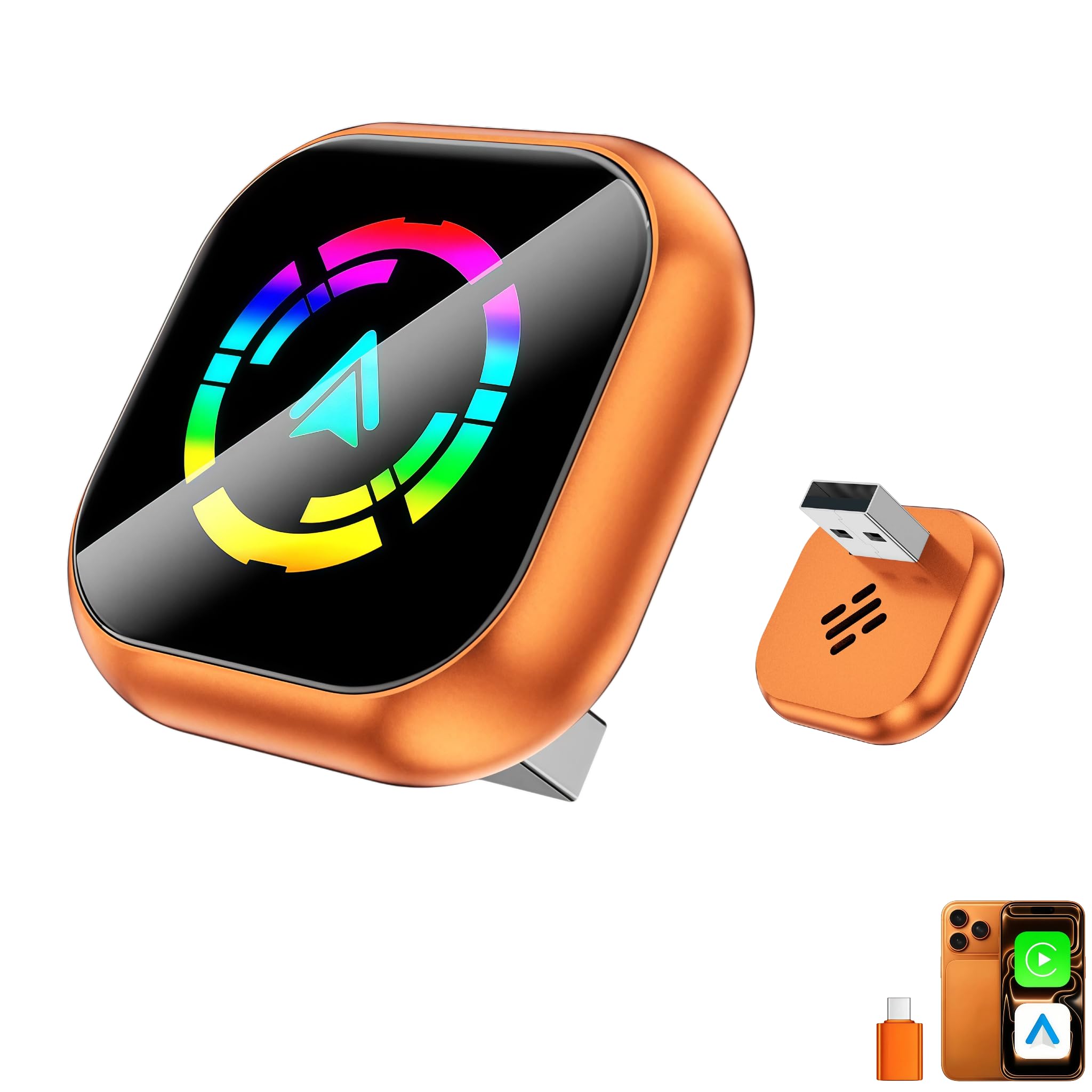 Photo 1 of 2-in-1 Wireless CarPlay Adapter for iPhone & Android Auto, Converts Wired to Wireless CarPlay in 5 Sec, Plug & Play No App Needed, Auto-Reconnect, Mini Dongle for 1000+ Cars iOS 10+ Android 11+