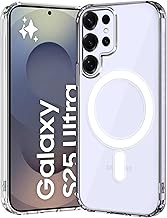gueche Magnetic Case for Samsung Galaxy S25 Ultra Inch, Compatible with MagSafe Wireless Charging, Shockproof Case, Transparent Anti-Scratch Back (Transparent)
