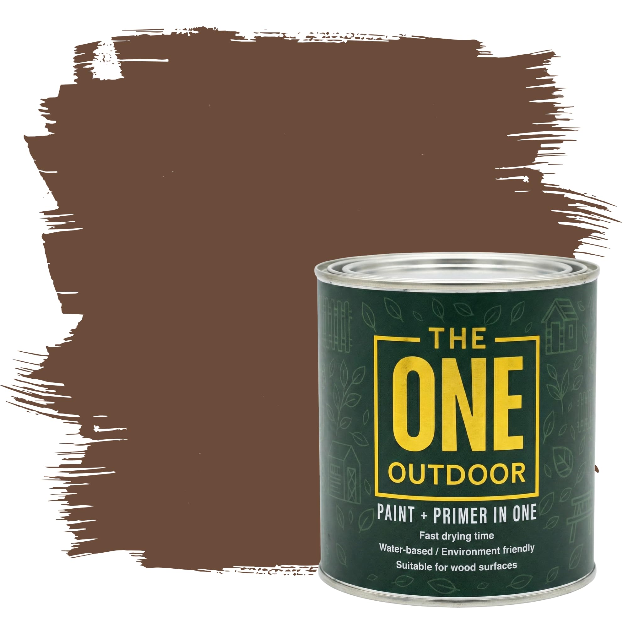 THE ONE Outdoor Paint - Brown, 2.5 Litre | Durable Exterior Paint for Wood, Metal & Masonry | Weather Resistant Finish