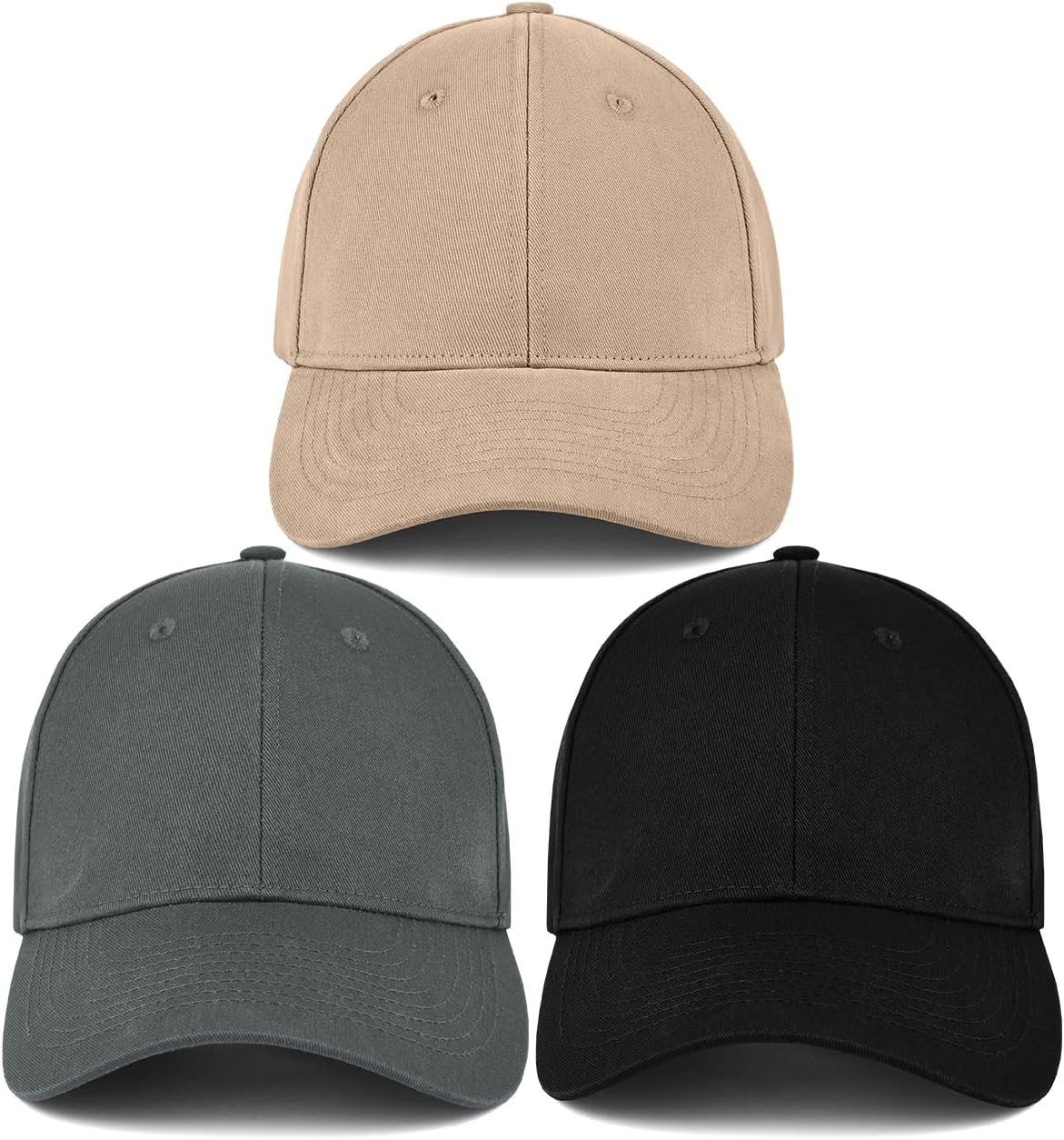 3 Pack Unisex Cotton Baseball Cap Adjustable Unconstructed Plain Sport Dad Golf Hat for Men and Women - Image 2