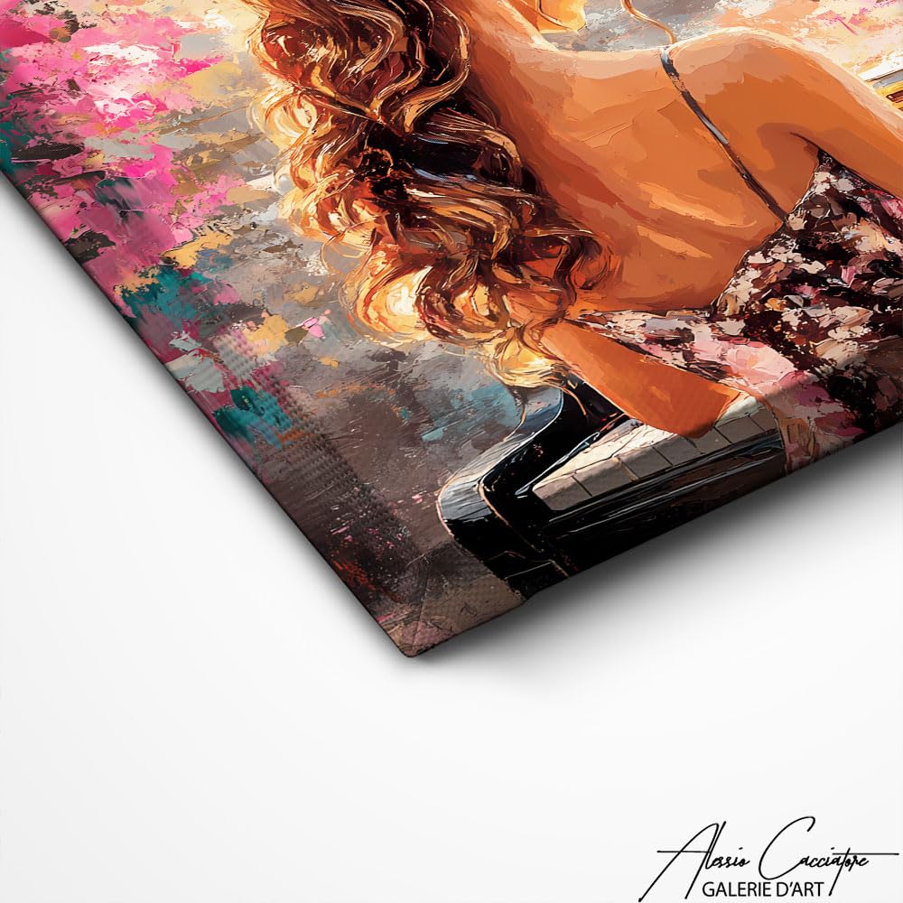 Lavagna da donna con cornice, stampa su tela, musica - decorazione da parete per ufficio - Quadro su tela Musica - idea regalo per musicista - decorazione da parete soggiorno moderno, 120 x 80 cm