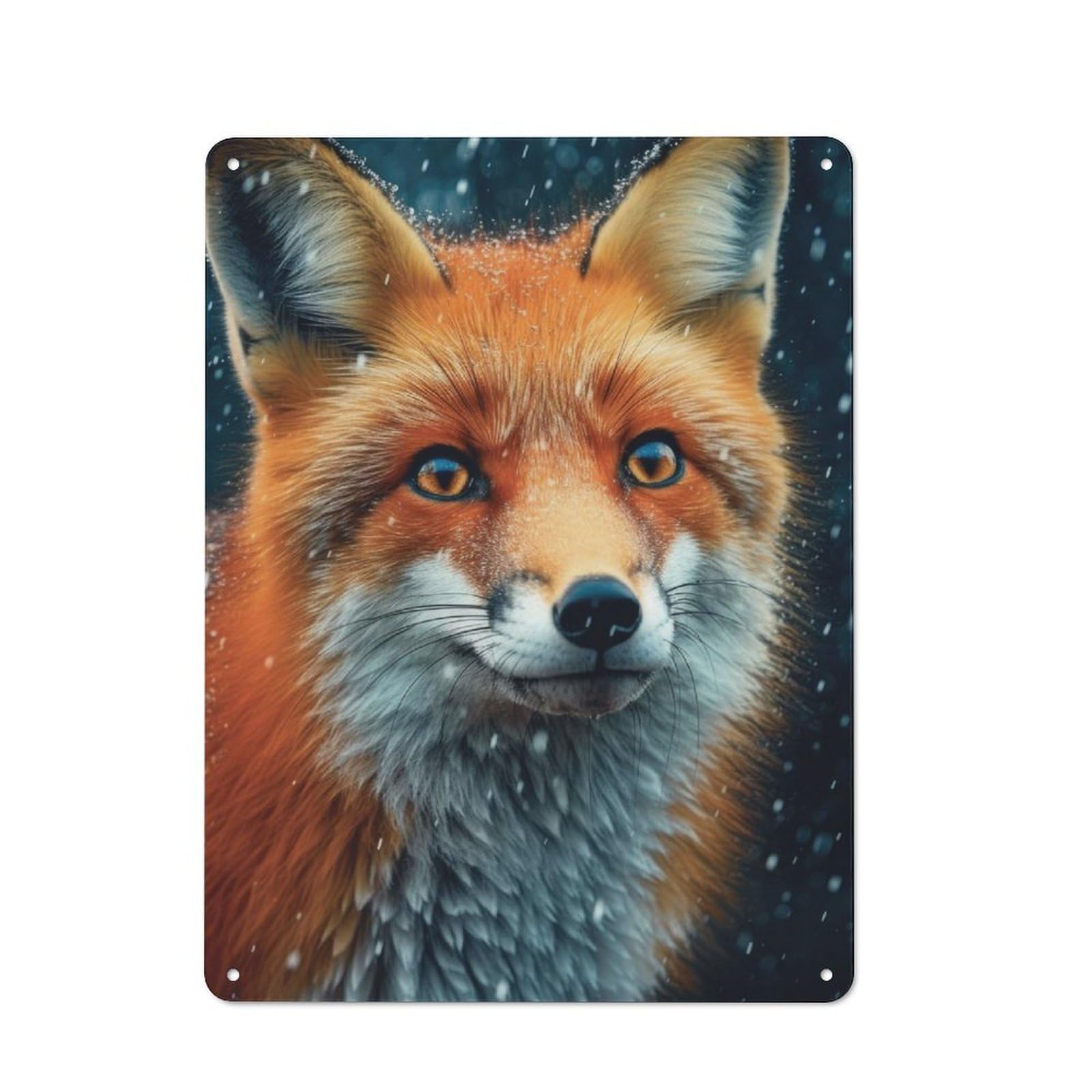 Junmoney Fox Face Country Vintage Metal Wall Decor 40X30cm, Country Metal Sign For Kitchen, Cottage, Porch Or Garden Room