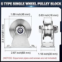 Vista 2 de Rueda de polea con ranura para cuerda montada en la pared, 1 paquete de acero inoxidable, sistema de ruedas de cable súper silencioso, bloques tipo