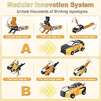 Vista 5 de Juguete de coche de dinosaurio transformante 2 en 1 – Robots de colisión magnética para niños Emocionante juego de transformación para niños