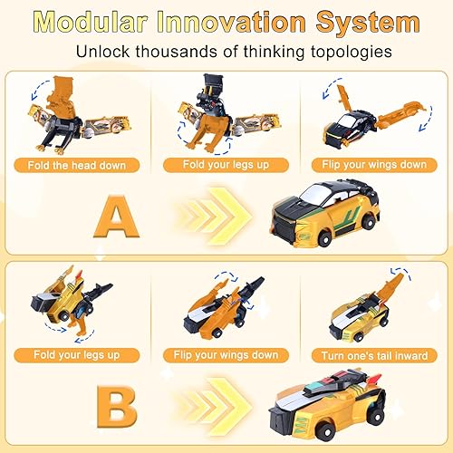 Miniatura 5 de Juguete de coche de dinosaurio transformante 2 en 1 Robots de colisión magnética para niños Emocionante juego de transformación para niños y niñas