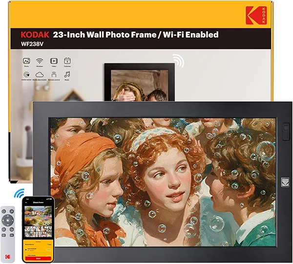 KODAK 23.8" X-Large WiFi Digital Picture Frame - 1920x1080 FHD IPS Display with 32GB Storage, Auto-Rotate, Remote Control, Wall Mountable, Compatible with Alexa, for Family