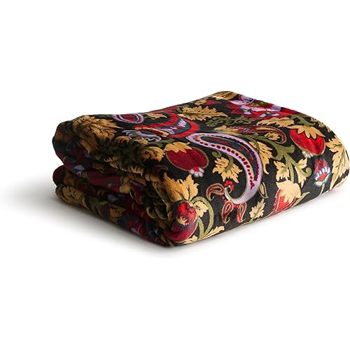 Vera Bradley Women's Fleece Oversized Throw Blanket, Midnight Garden Paisley