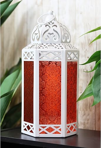 Miniatura 7 de Lámpara portavelas decorativa de metal negro marroquí, interiorexterior, decoración del hogar, patio, bodas, Navidad, grande, transparente