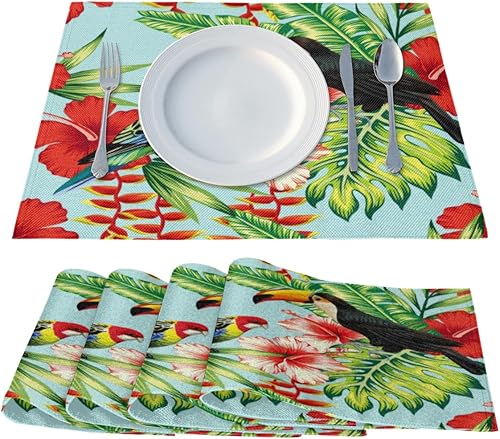 Miniatura 2 de Amusing Toucans - Juego de 4 manteles individuales lavables e impermeables para fiestas, hogar, comedor, decoración de mesa de 18 x 12 pulgadas