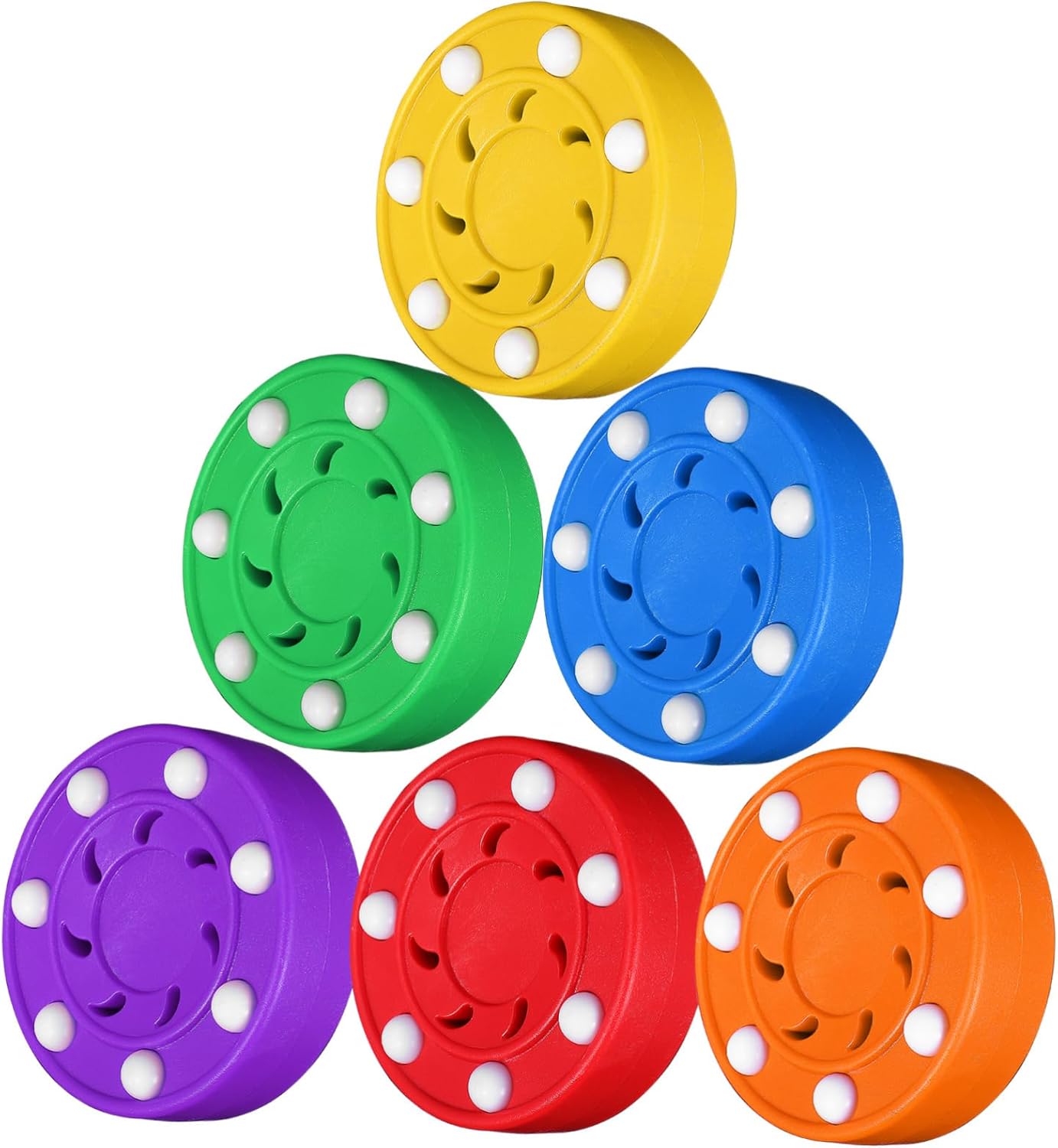 BESPORTBLE 6pcs Floor Hockey Pucks Indoor and Outdoor Training Tools for Stick Handling Practice Roller Pucks for Ice Sports Skills Development