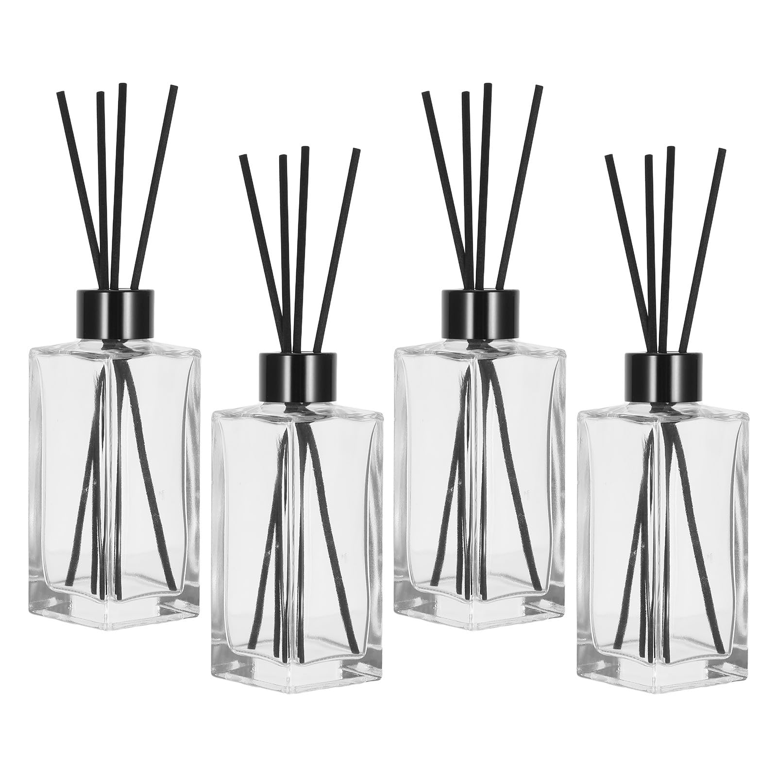 NUOBESTY 4 Sets Eleganter Badezimmer Duftspender aus Glasfaser mit 4 Duftstäbchen Moderner Stil Vielseitige Duftoptionen und Kontinuierliche Frische für Zuhause