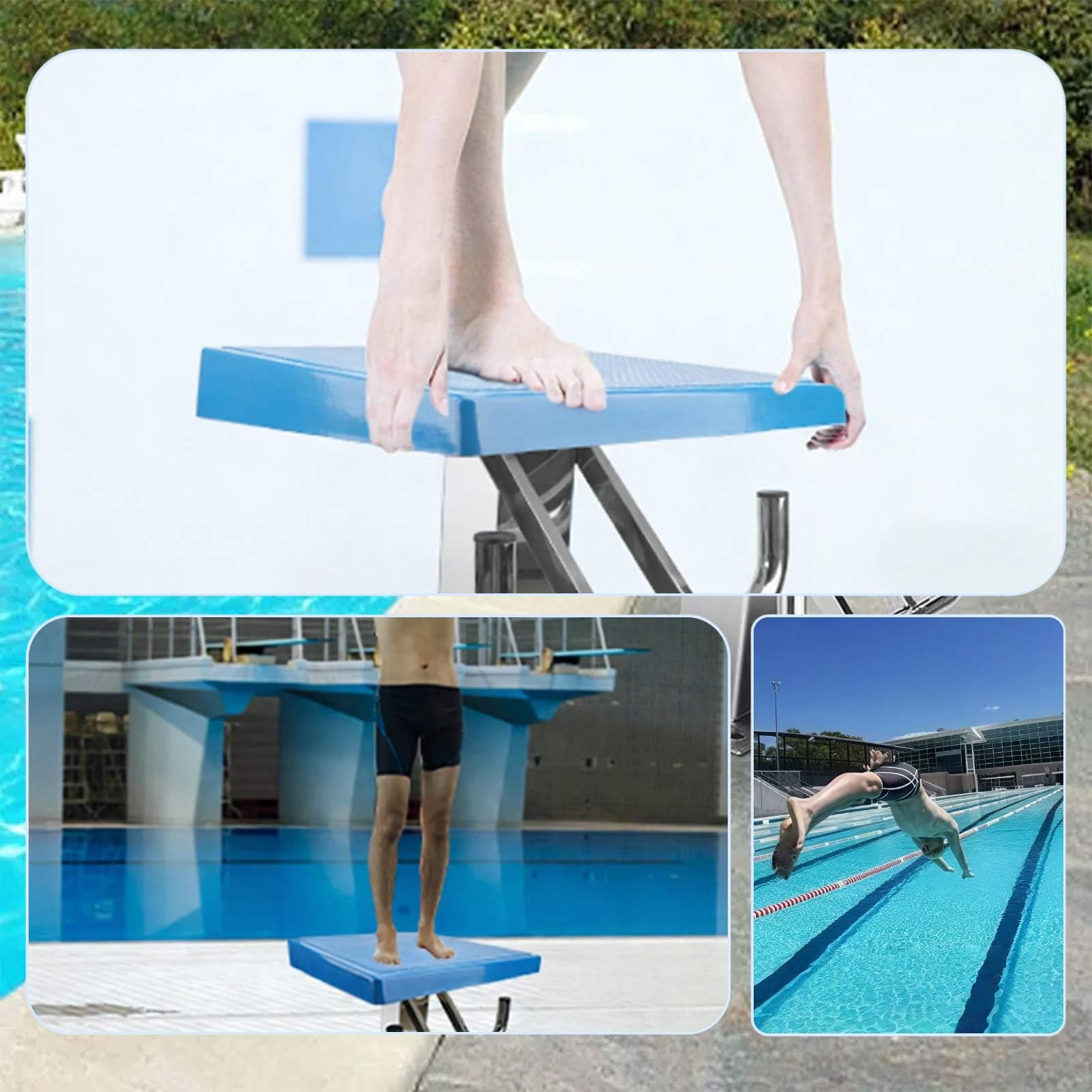Tavola da immersione professionale resistente, in acciaio inox, superficie antiscivolo, piattaforma per immersioni carico 200 kg per competizioni in piscina