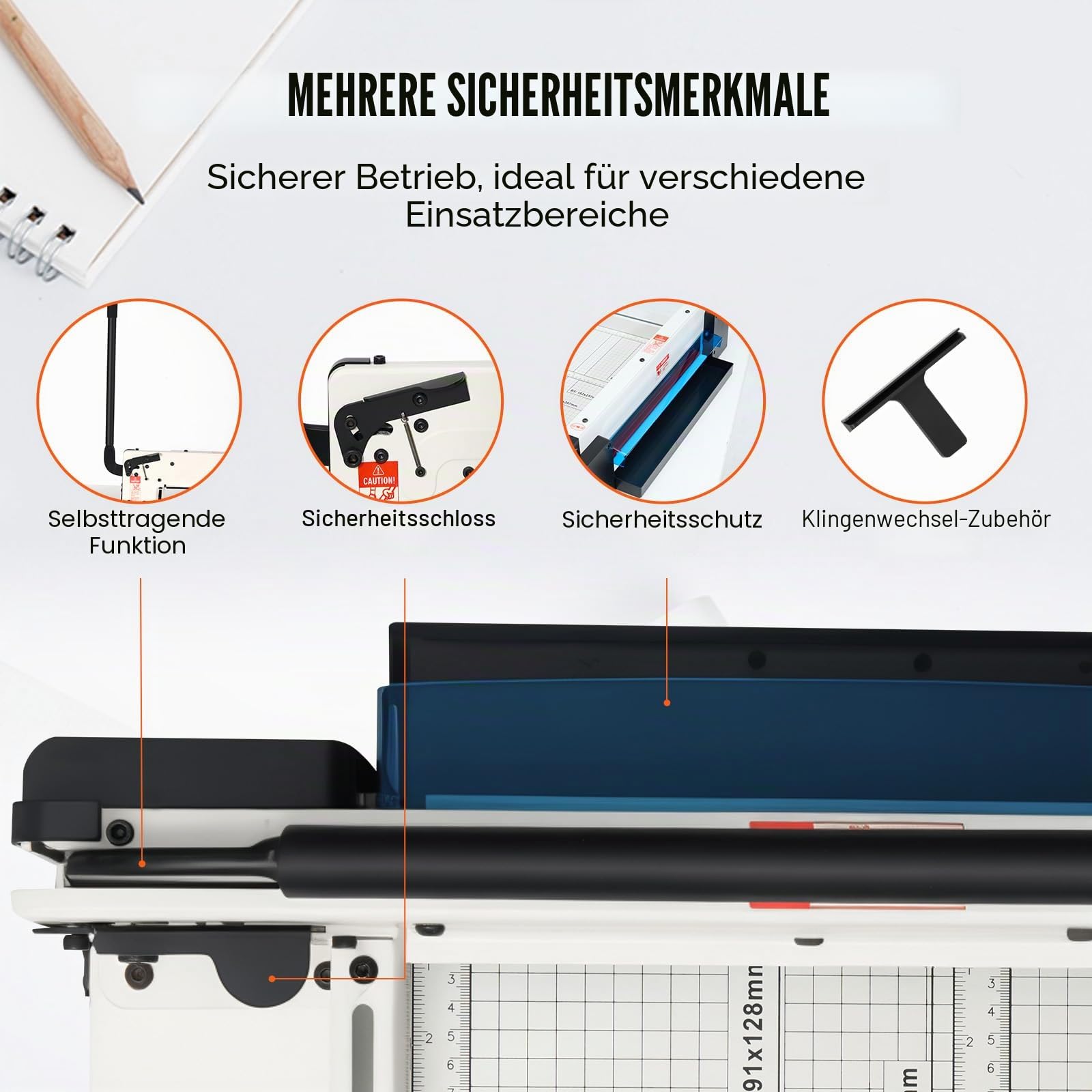 VEVOR Papierschneider manuelle Schneidemaschine (bis A3 Papier, 400 Blatt Kapazität), Papierschneidemaschine Hebelschneider, Guillotine-Schere für Papier höchste Präzision Büro Zuhause Schule