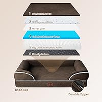 Vista 5 de EHEYCIGA - Cama ortopédica para perro grande, impermeable, de espuma viscoelástica y espuma tipo caja de huevos, bordes elevados, antideslizante