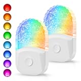 Night Lights Plug Into Wall &lbrack;2 Pack&rsqb;&comma; Color Changing Night Light for Kids&comma; 8-Color RGB LED Nightlight with Dusk to Dawn Sensor for Bathroom Decor&comma; Children Room&comma; Gift
