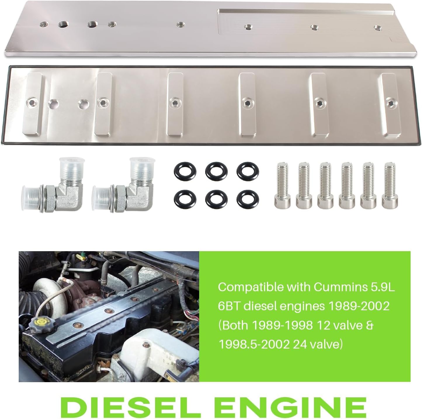 1PC Billet Aluminum Tappet Cover Compatible with Cummins Diesel 5.9L 12V 24V 1989-2002 VE44 P7100 Pumps HTRACING