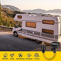 Vista 7 de LAZMUMI Cable adaptador de generador RV de 4 clavijas de 30 amperios con mango de agarre, bloqueo giratorio L14-30P macho a TT-30R hembra