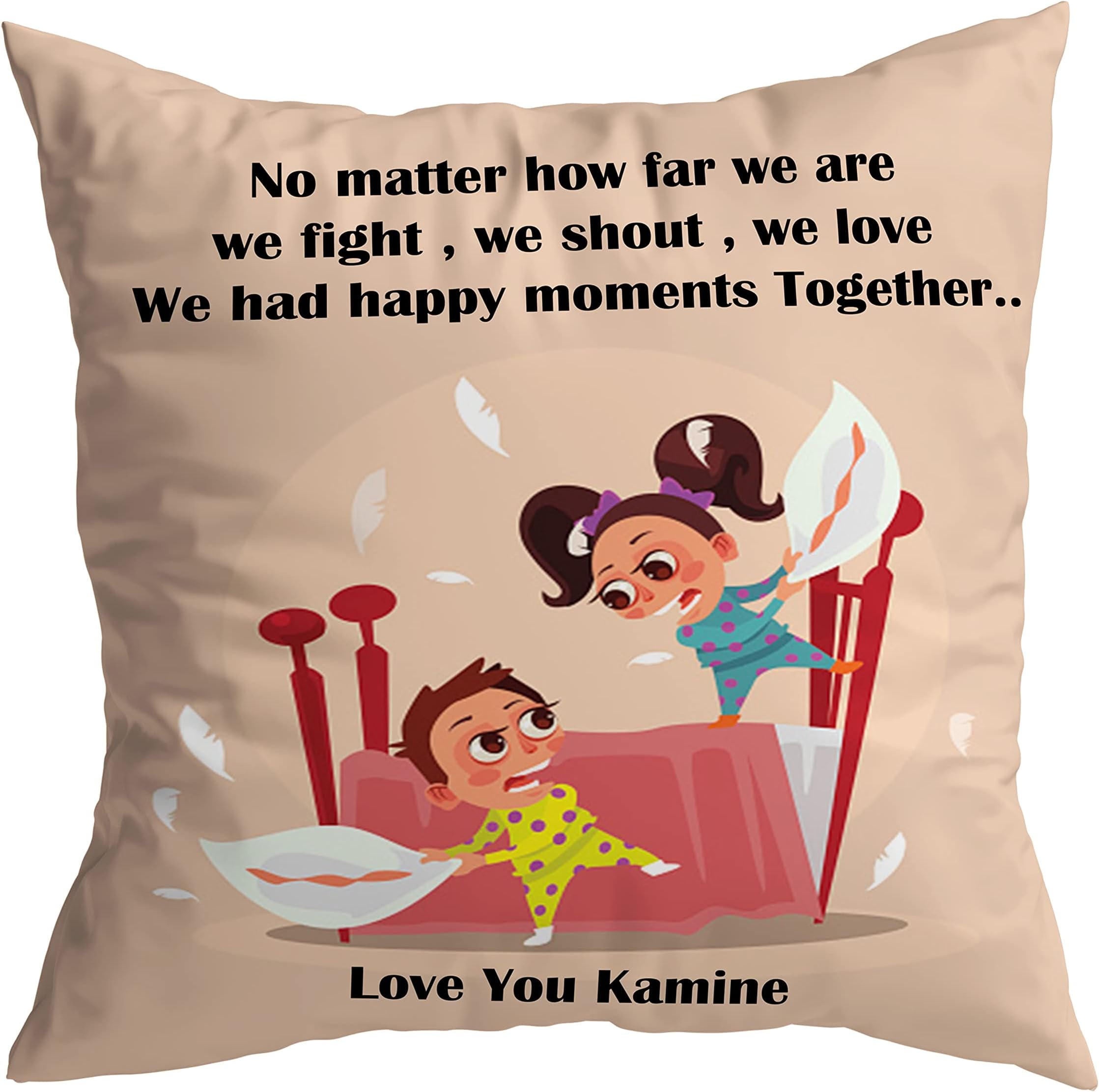 TrendoPrint Printed 1(Cushion Cover with Filler 12x12Inch) Set of 1_(RB-26)_Best Rakhi Gift for Brother & Sister