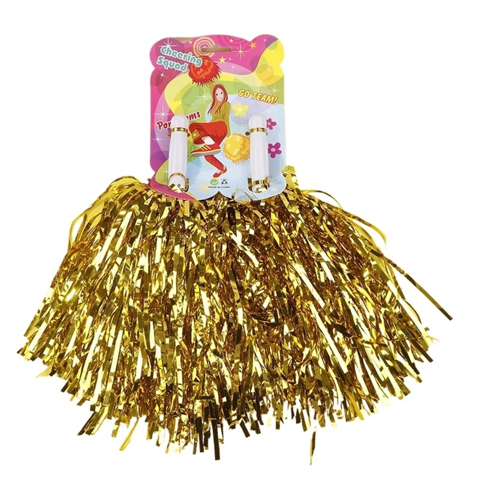 10Pairs Cheerleading Pom Poms for Adults Non-Fading Metallic Streamer Pompoms Cheerleader Hand Flowers Dancing Team Sports for Sports Cheer(Gold)
