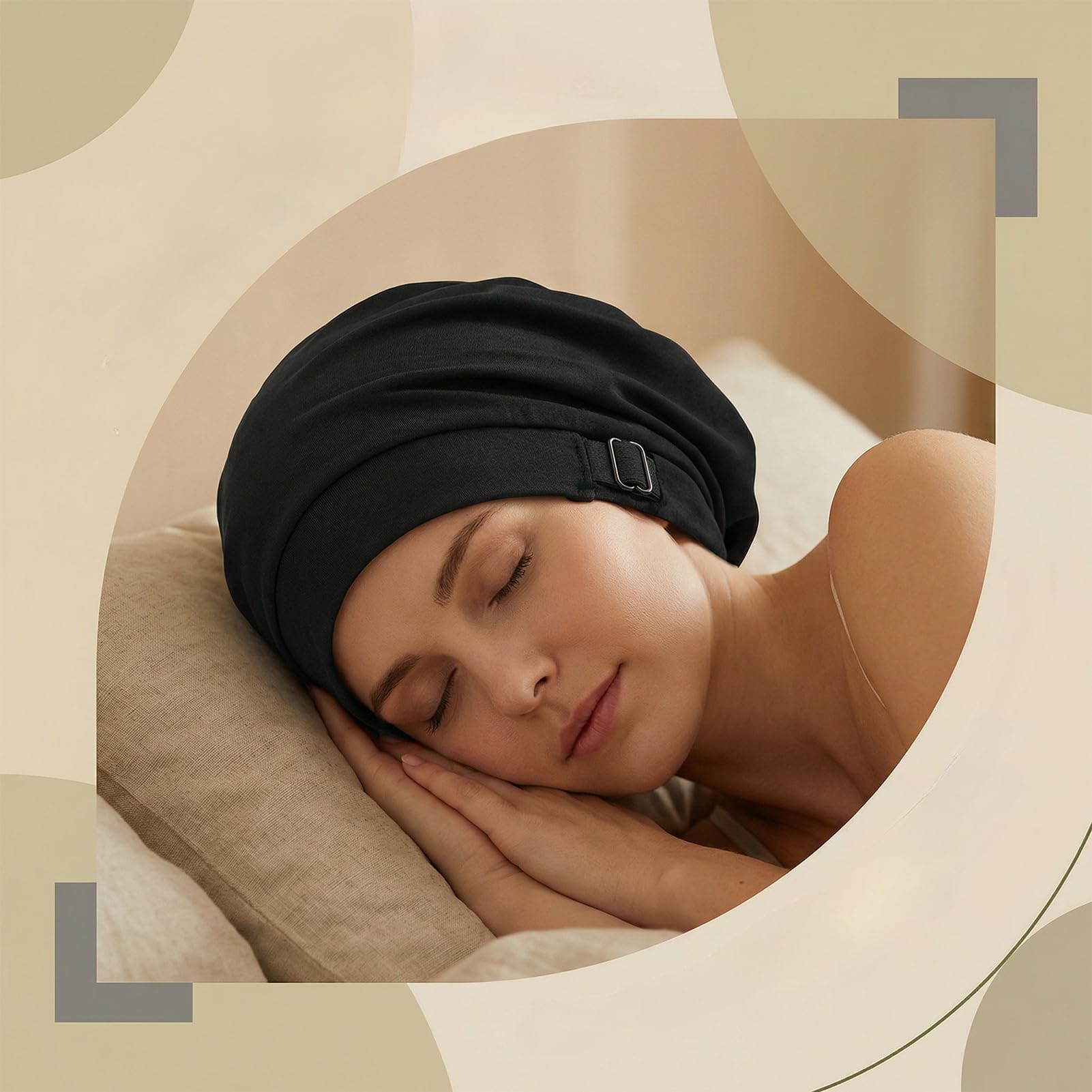 Gorro de seda para dormir de satén para hombre y mujer, gorro de dormir ajustable con banda ancha, gorro de satén de doble capa, como capó y capó de seda para rizar trenzas, pelo liso, antideslizante — view 7