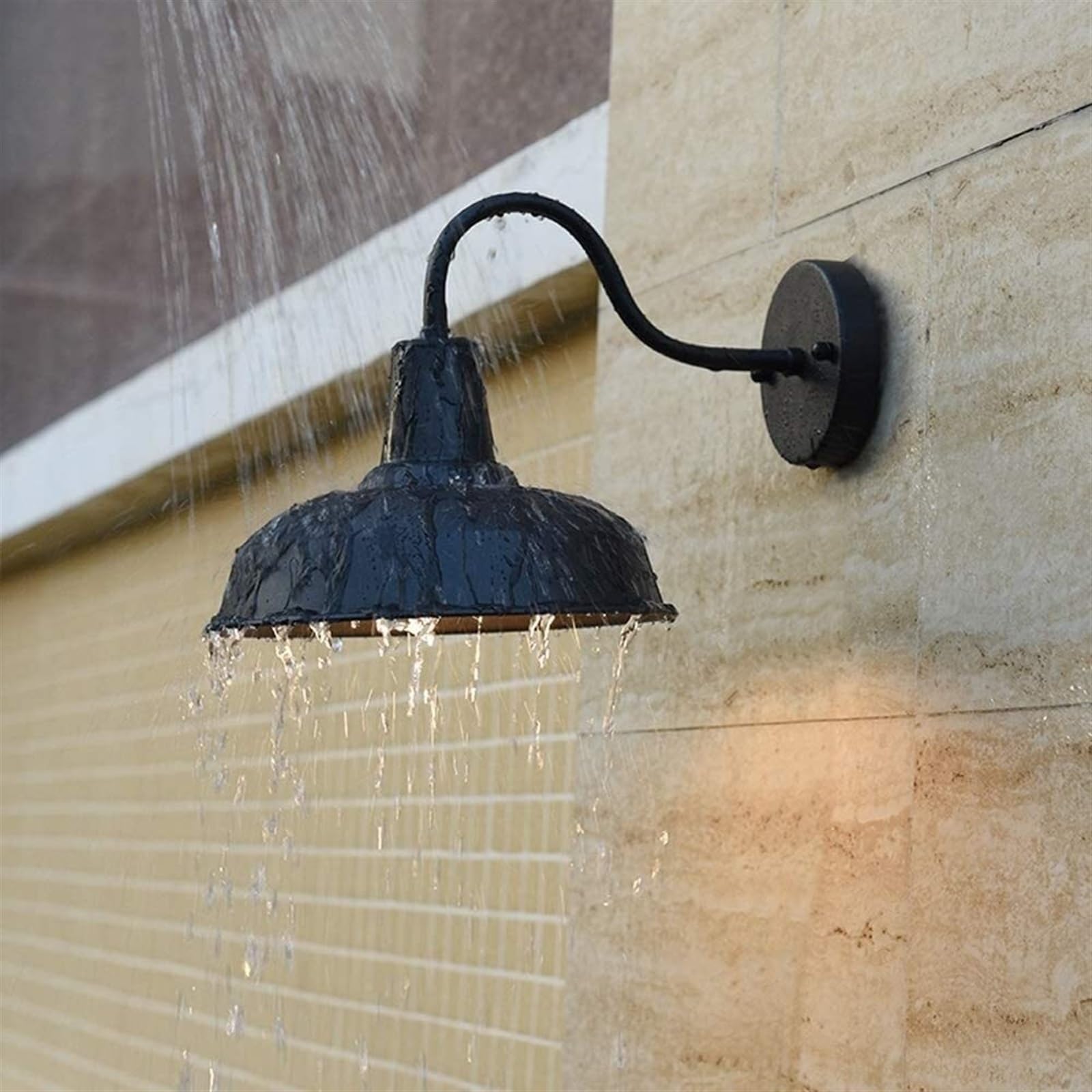 Abat-jour d'extérieur en fer forgé vintage industriel Lanterne murale col de cygne Applique murale pour balcon, allée, grange, terrasse, jardin