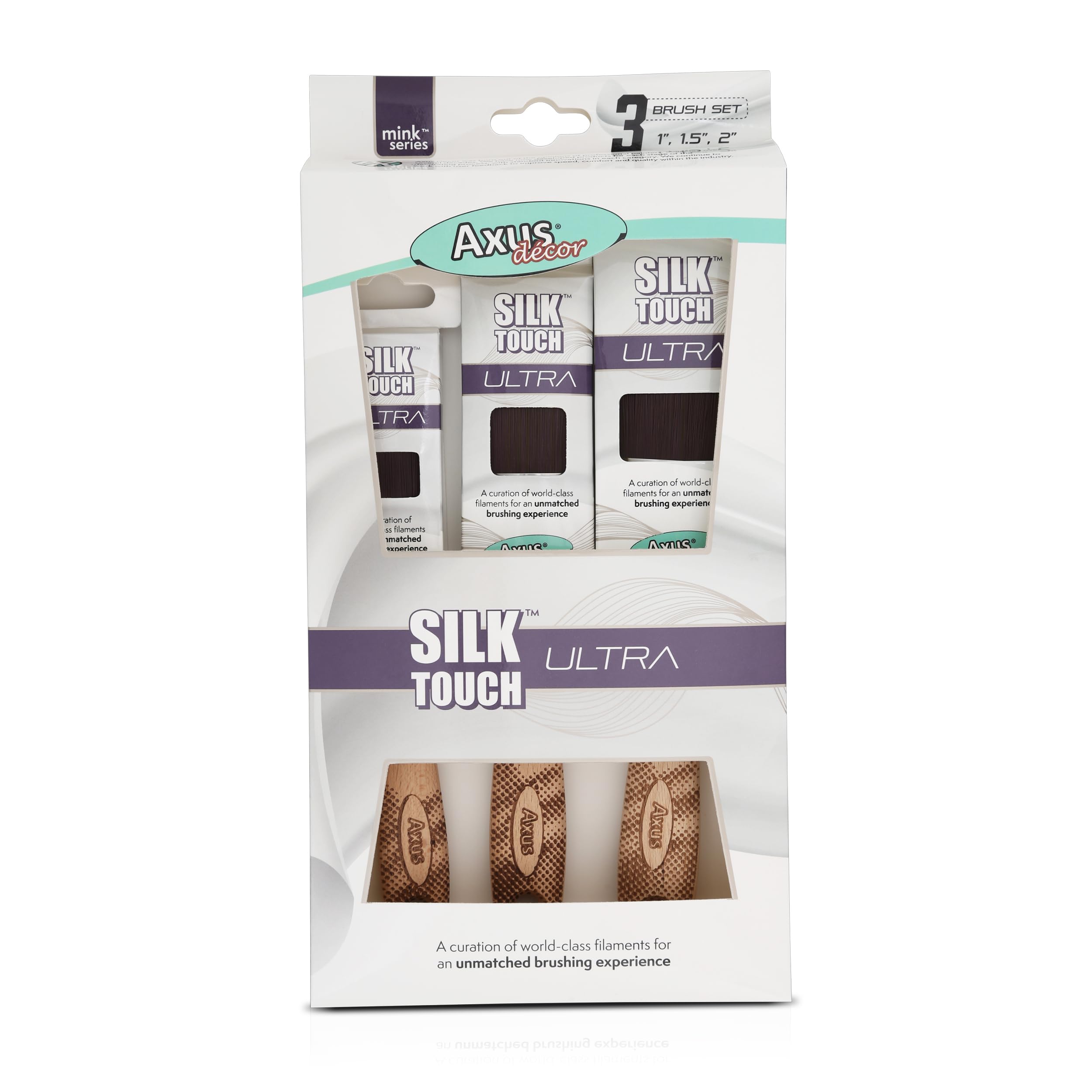 Axus Decor Silk Touch Ultra - Set di pennelli da pittura, 3 pezzi, AXU/BMVS3