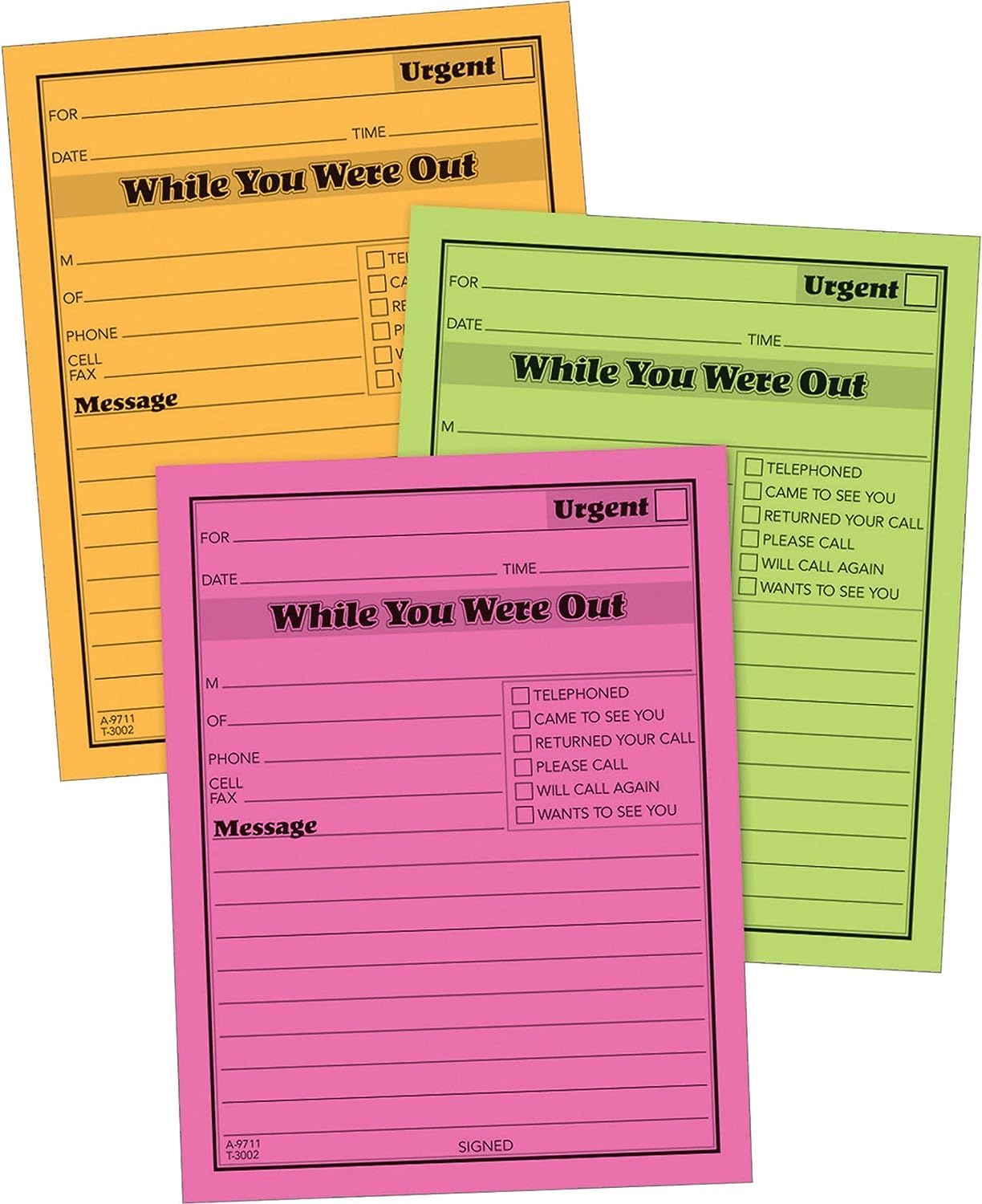 Adams While You Were Out Pads, 4.25 x 5.25 Inches, Assorted Neon Colors, 50 Sheets/Pad (6-Pack) (9711NEON)