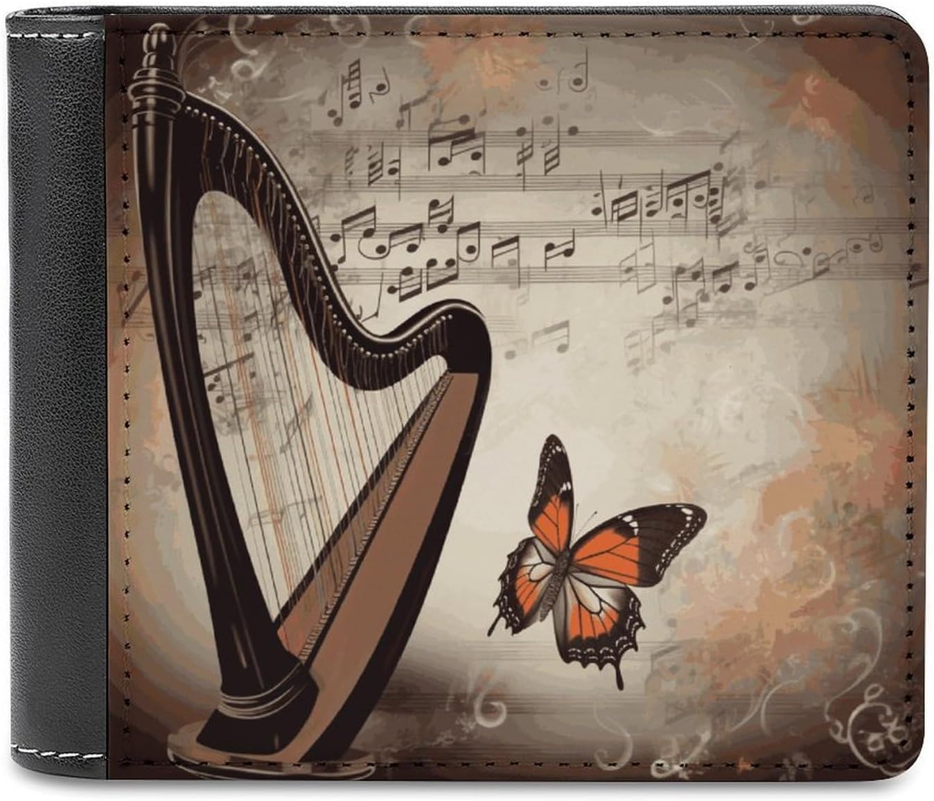 Music Background Bifold Walle Leather Wallets