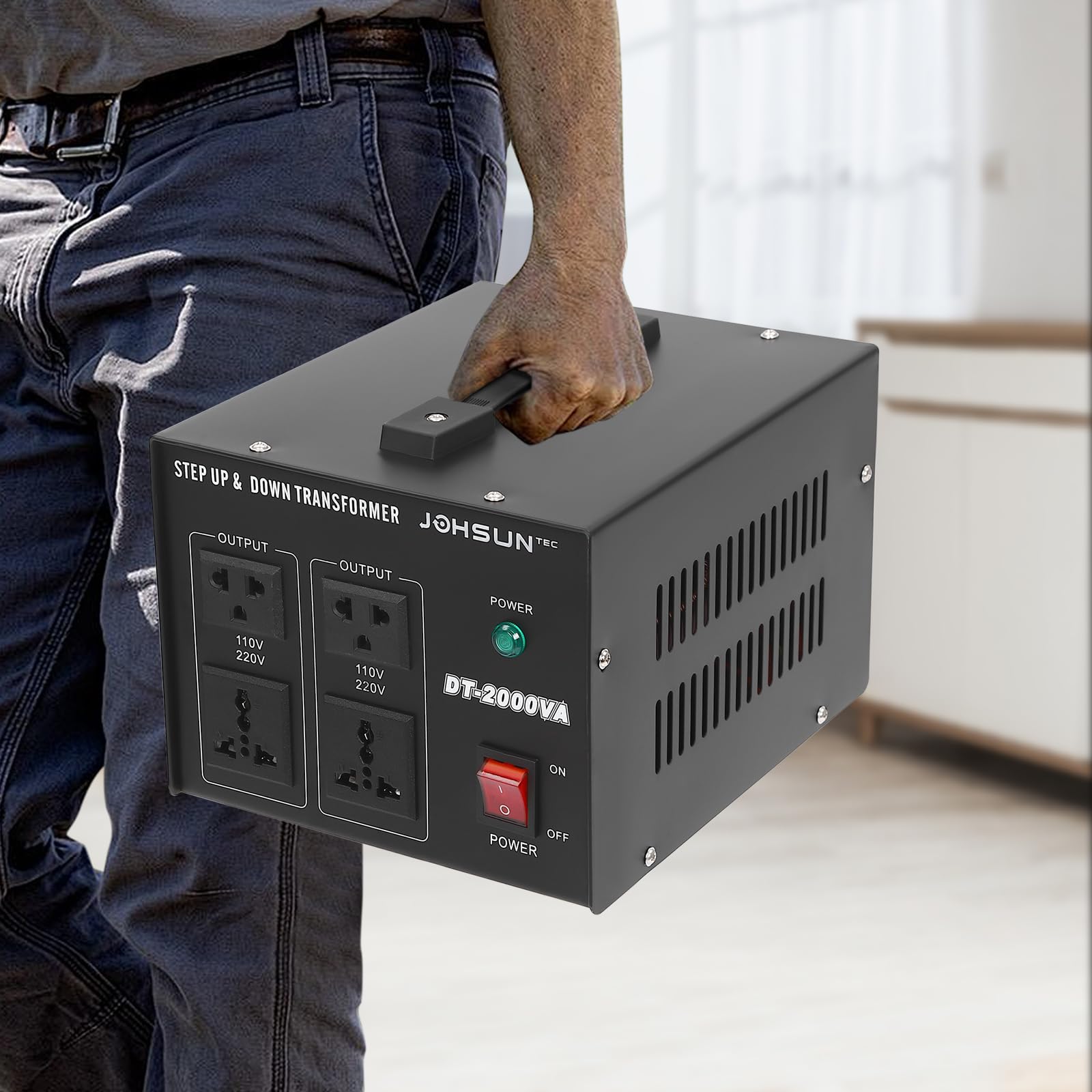 Transformador de voltaje de 2000 W, 110 V a 220 V/220 V a 110 V, con protección de fusible, 4 enchufes para dispositivos internacionales, certificado CE