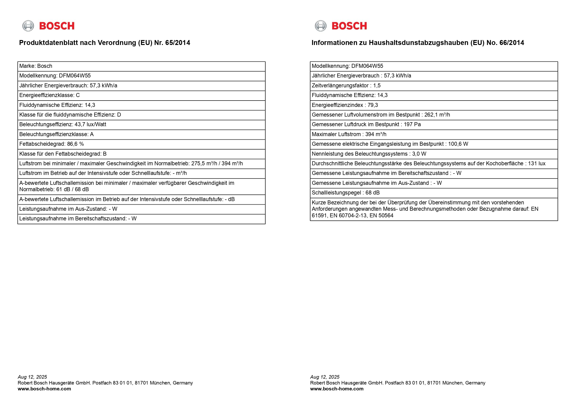 Bosch Serie 2 Flachschirmhaube DFM064W55 60 cm LED-Beleuchtung Abluft Umluftbetrieb Metallfettfilter Silber