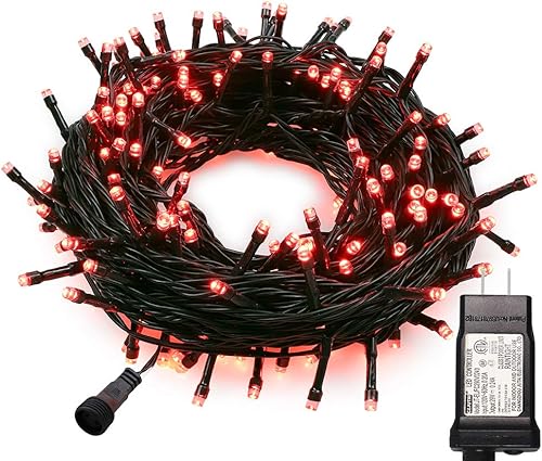 MYGOTO - Guirnalda de 100 luces LED de Halloween de 33 pies, alambre verde, impermeable, 8 modos, 30 V, UL, enchufable, luces de Navidad para el