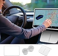 Vista 6 de 3 piezas de accesorios para consola central para Tesla Model Y 2021-2024 y Model 3 2021-2023, inserto para portavasos, protector de borde