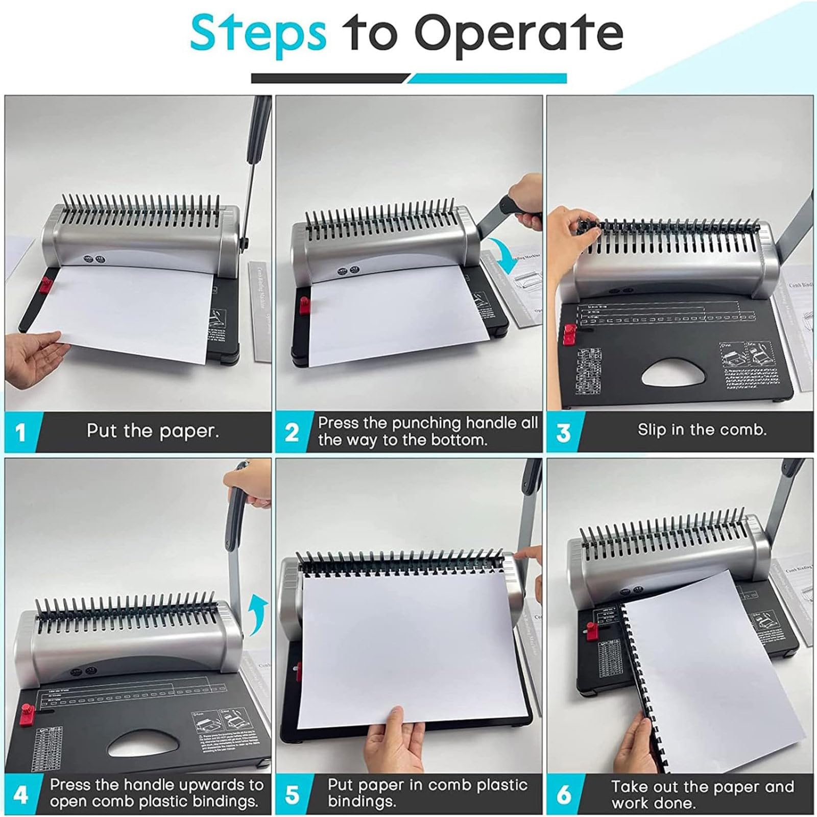 Perforatrice Rilegatrice, 21 Fori, 450 Fogli, Rilegatrice A Spirale Per Formati A4, A5 O Formati Più Piccoli, Rilegatrice A Pettine Per Libri Per Uffici, Riunioni, Aule, Famiglia, Scuola