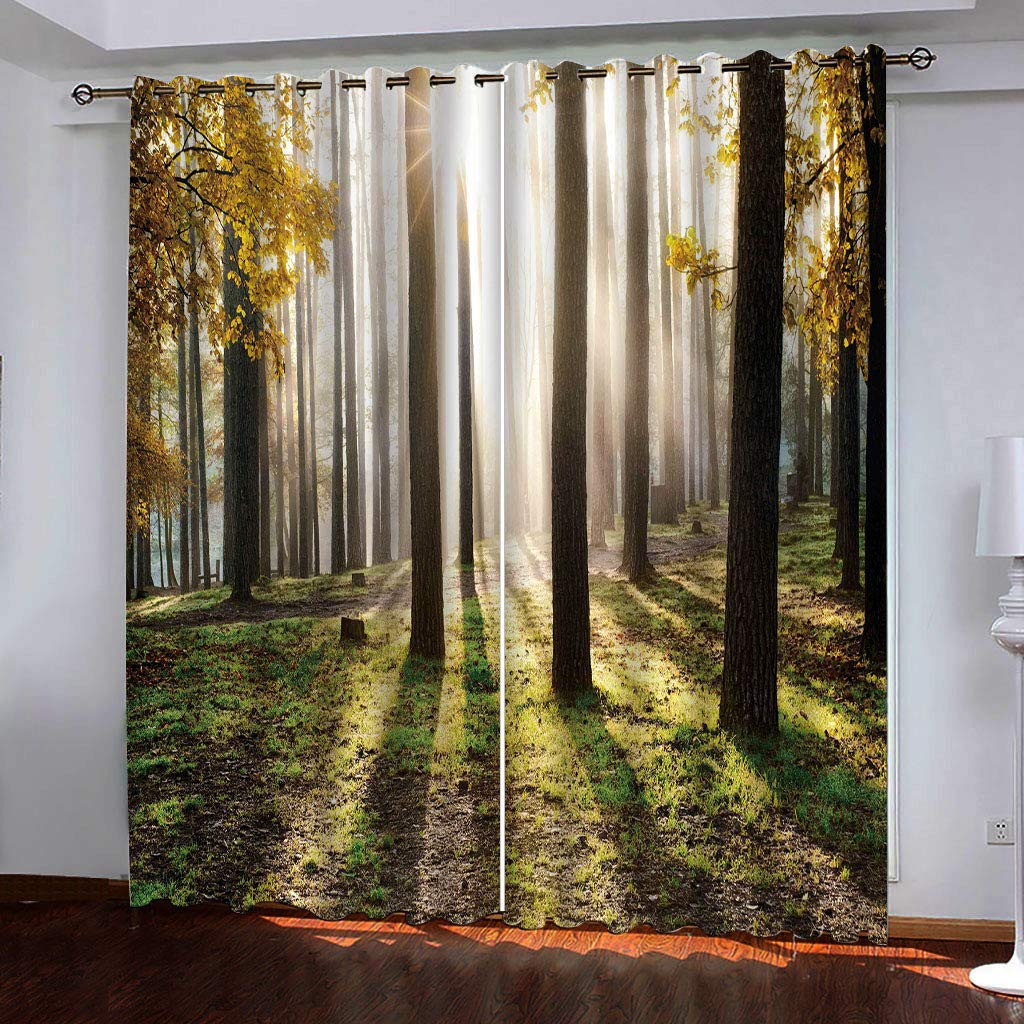 Rideaux occultants anti-chaleur et bruit pour chambre d'enfant | Opaque imprimé forêt 140x290
