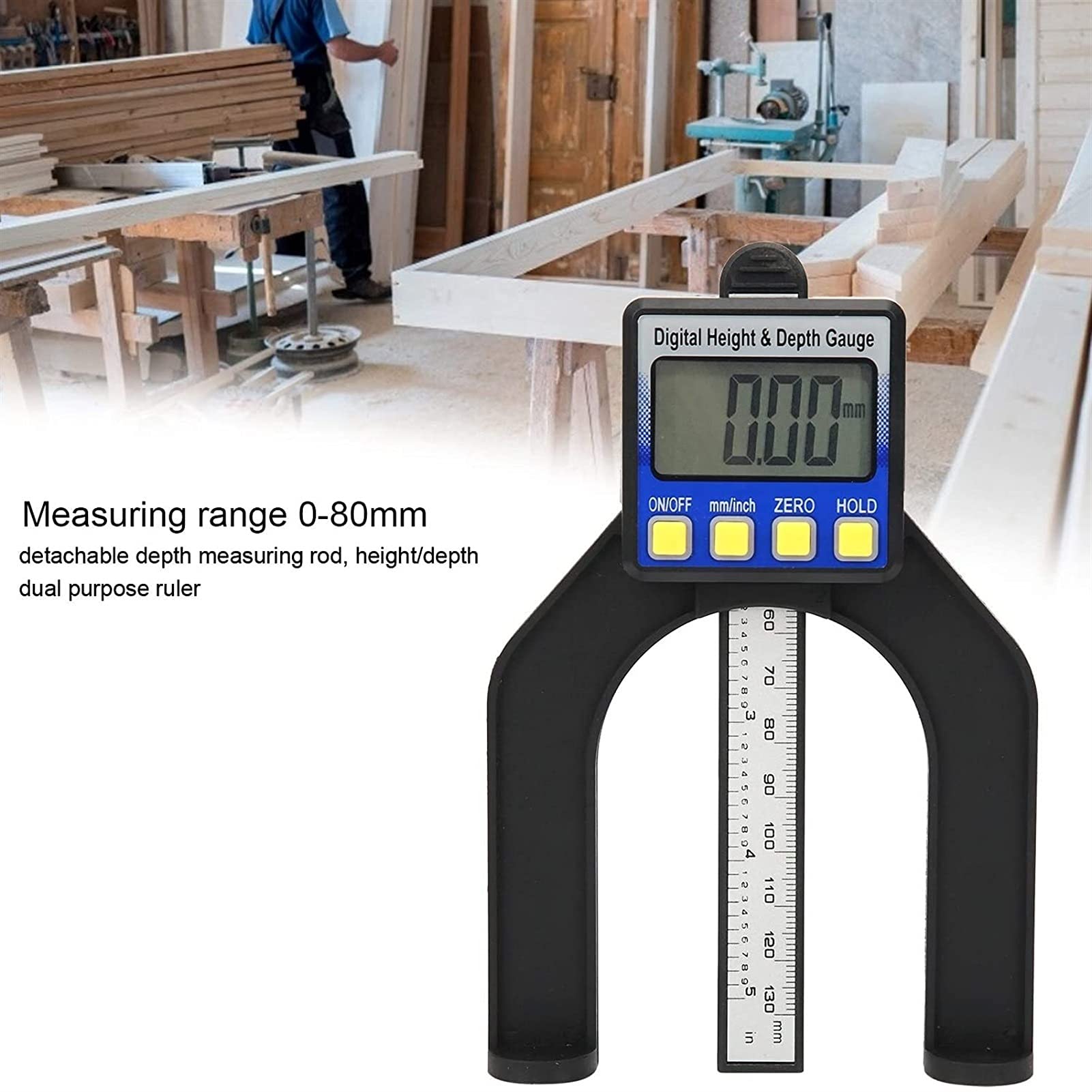 Magnetyczny miernik głębokości 0-80 mm, wysoka czułość do pomiaru domu obróbki drewna DIY